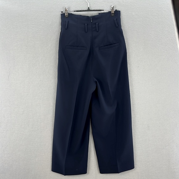 COS - NWOT women’s ultra high-rise belted paper bag wide leg cropped navy blue 4 - Picture 7 of 8